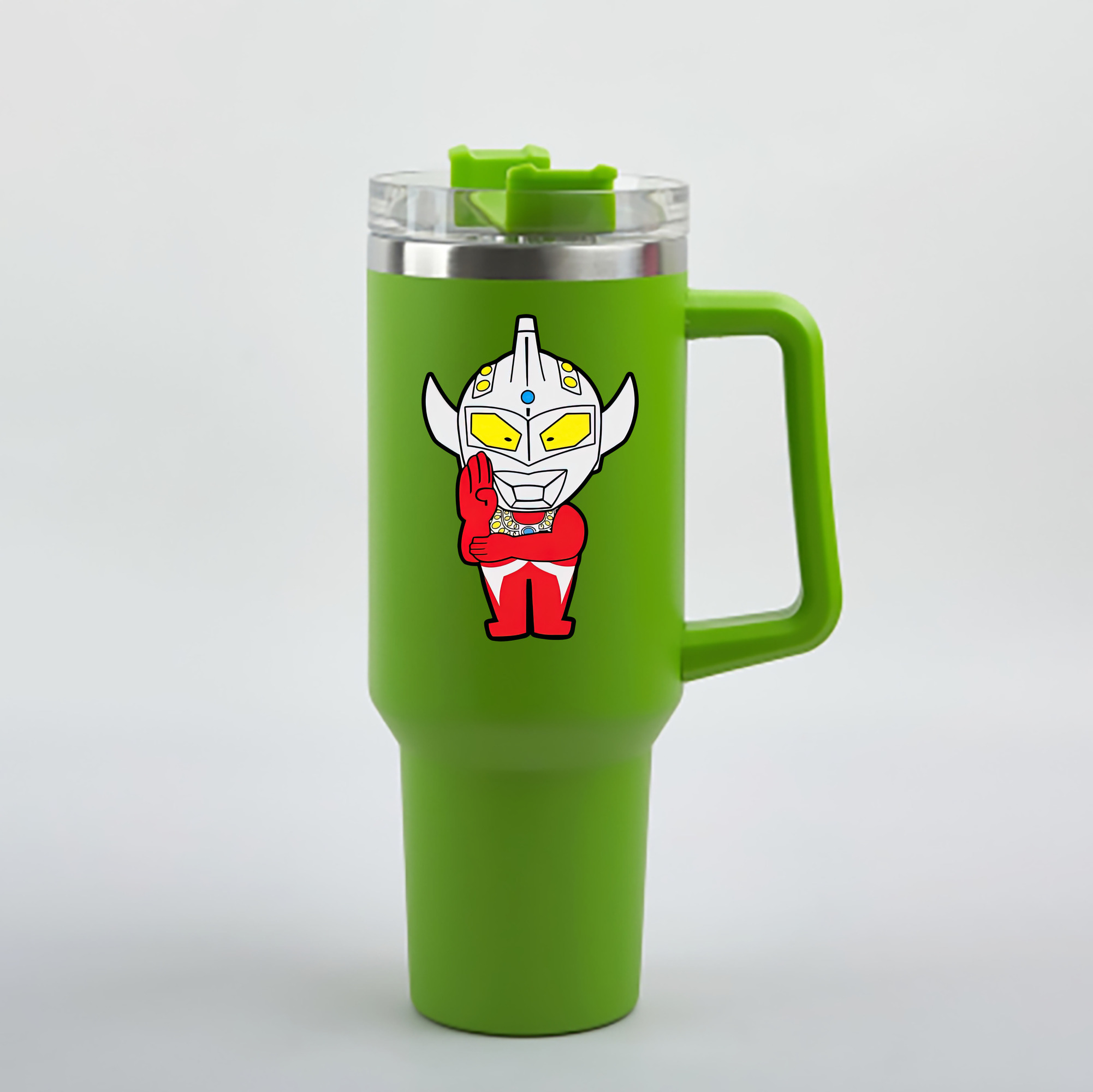（画像用） ウルトラマン Ultraman 1200mL車用タンブラー - クリスタルステッカー（プラスチックストロー付き）